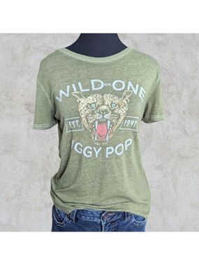 Women's Lucky Brand Iggy Pop Wild One Graphic Tee S Green